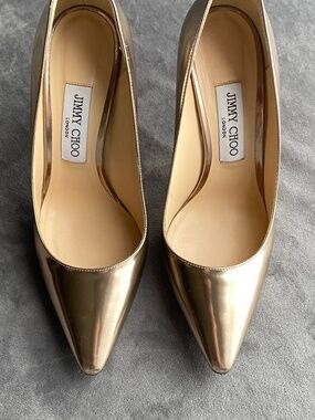 Jimmy Choo Gold Romy Pumps